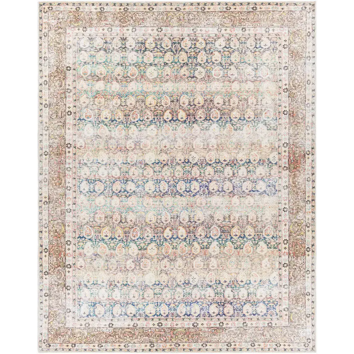 Rust Maligaya Distressed Washable Area Rug - Boutique Rugs