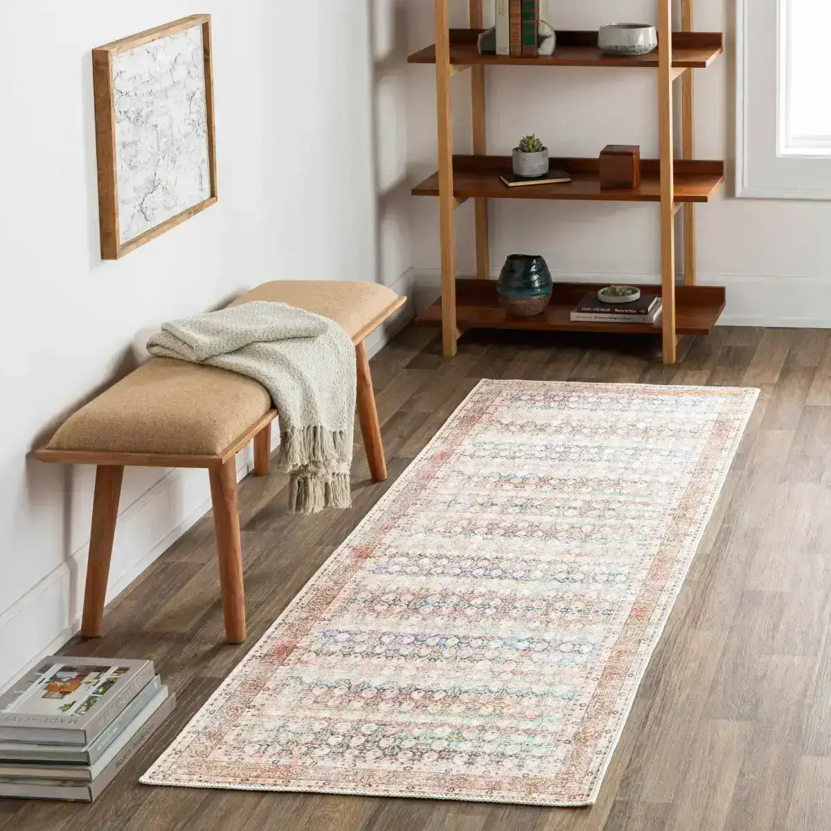 Rust Maligaya Distressed Washable Area Rug - Boutique Rugs