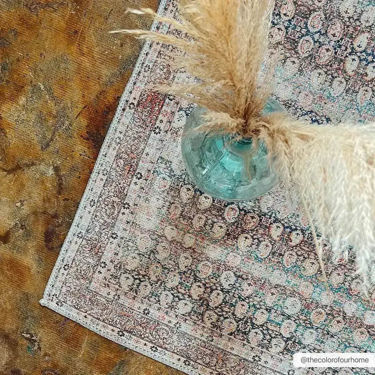Rust Maligaya Distressed Washable Area Rug - Boutique Rugs