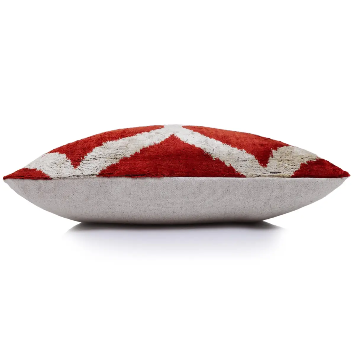 Rust Red & Cream Silk Velvet Pillow - 20’’ x 20’’ - Canvello