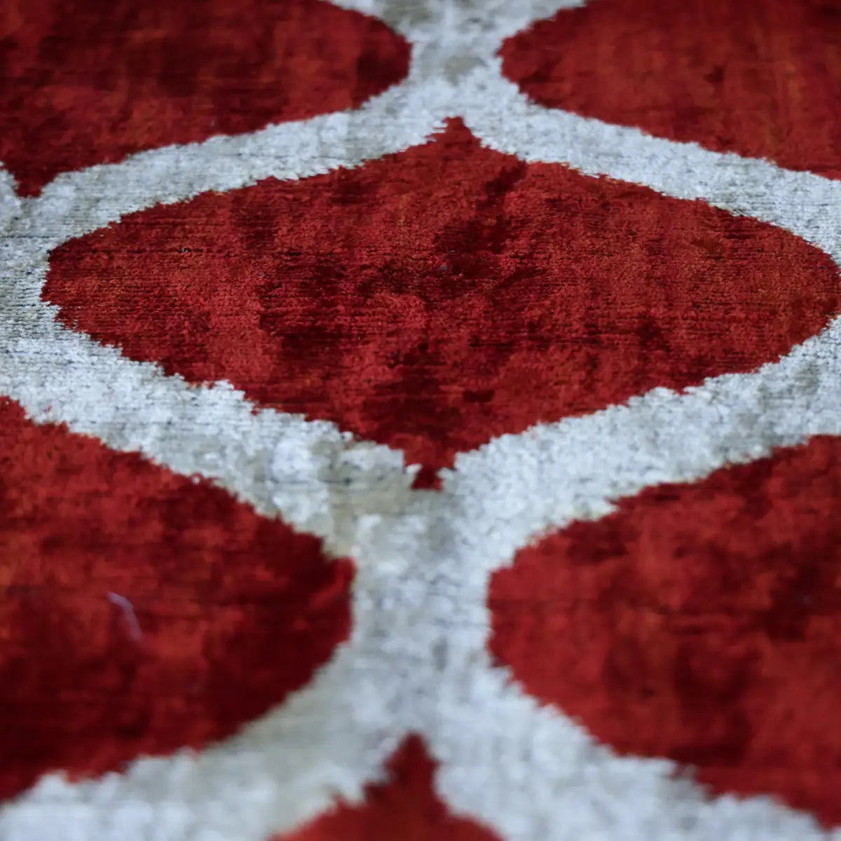Rust Red & Cream Silk Velvet Pillow - 20’’ x 20’’ - Canvello