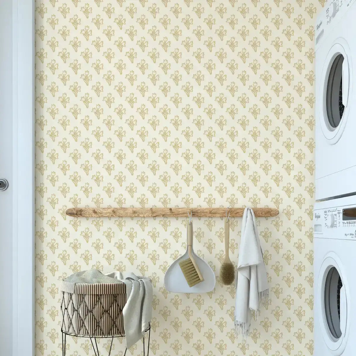 Ruthie Floral Wallpaper - Simple Block Print Flowers - by Ali Anni - Loomwell Home Goods