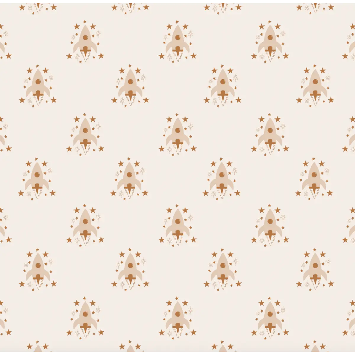 Ryan Wallpaper - Rocket Spaceship - by Antonela Fulir - Sample 1 foot by 1 foot / Beige - Loomwell Home Goods