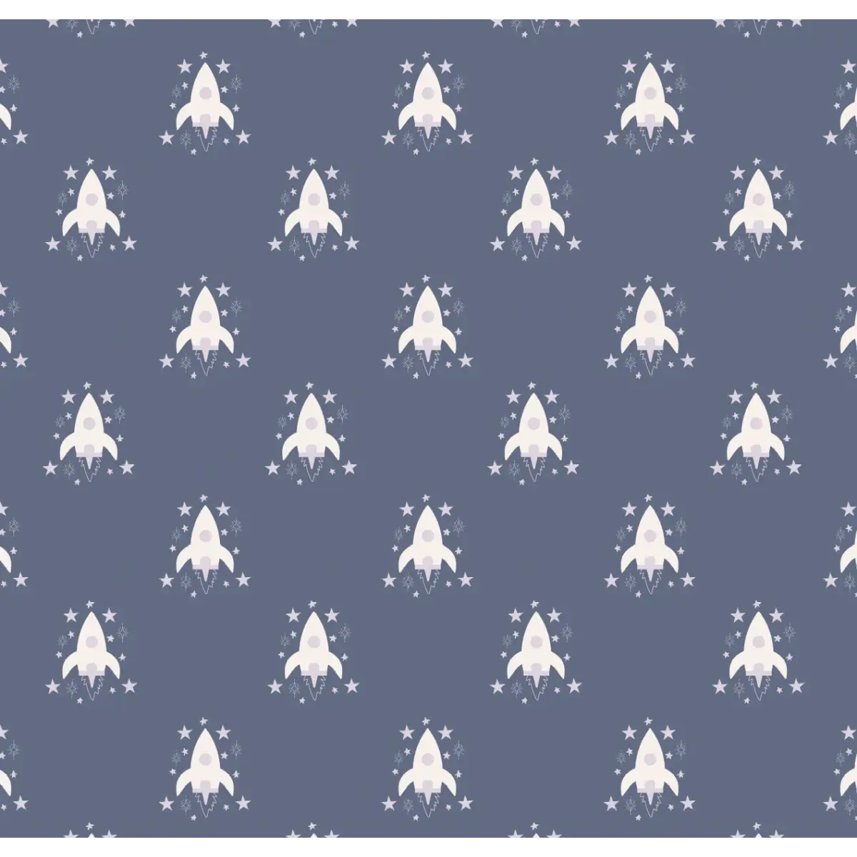 Ryan Wallpaper - Rocket Spaceship - by Antonela Fulir - Sample 1 foot by 1 foot / Indigo - Loomwell Home Goods