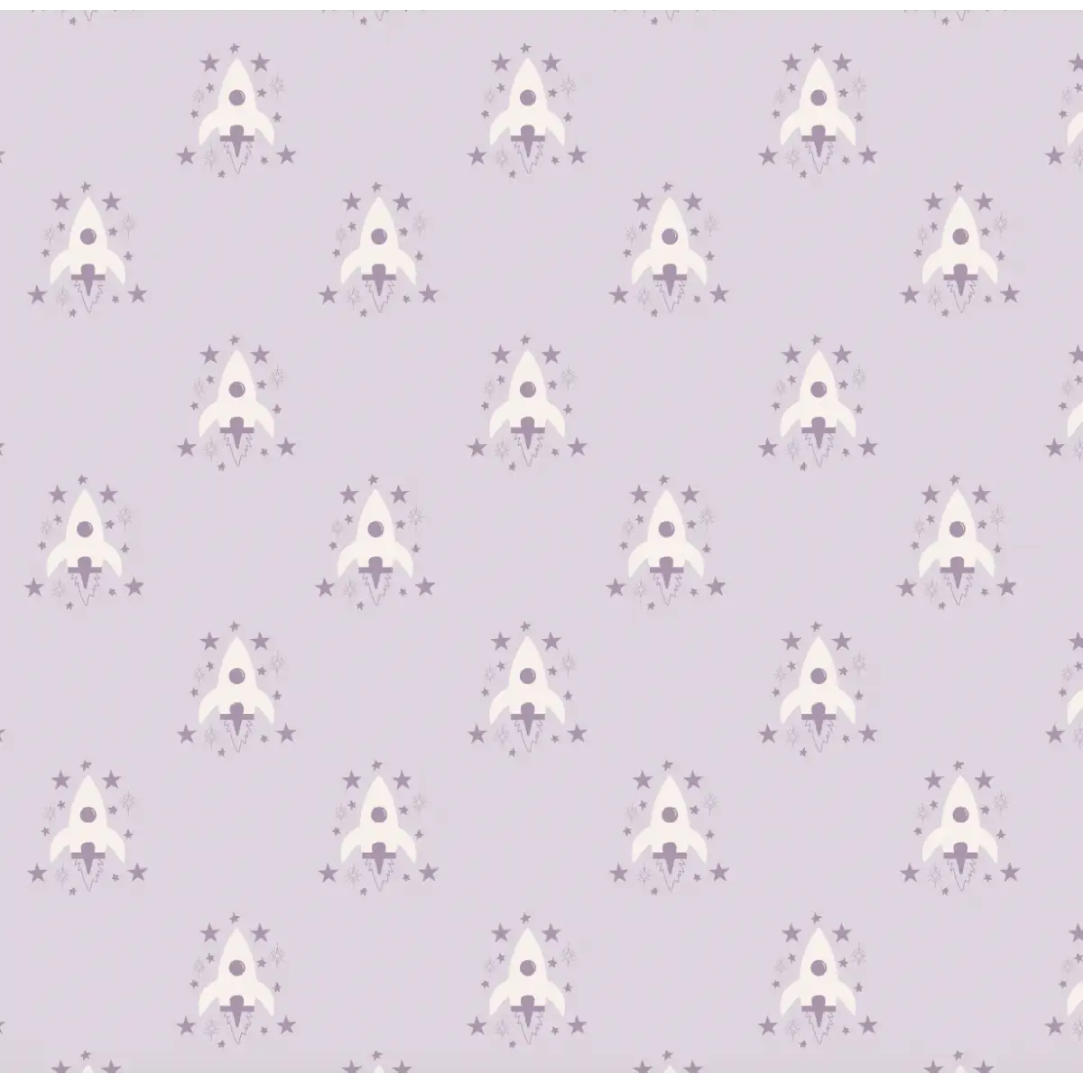Ryan Wallpaper - Rocket Spaceship - by Antonela Fulir - Sample 1 foot by 1 foot / Lilac - Loomwell Home Goods