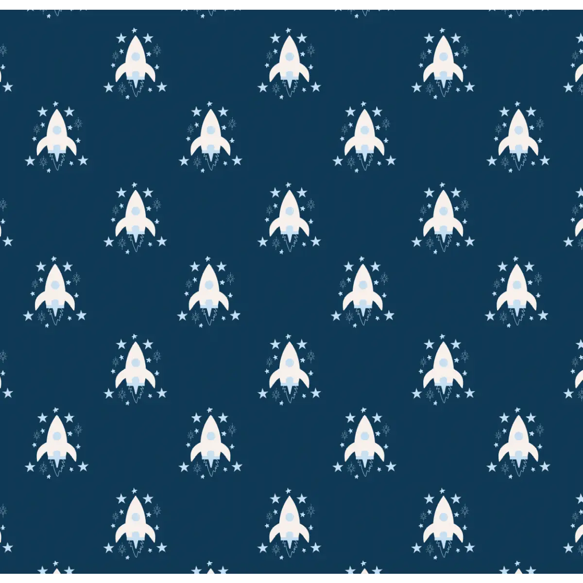 Ryan Wallpaper - Rocket Spaceship - by Antonela Fulir - Sample 1 foot by 1 foot / Navy - Loomwell Home Goods