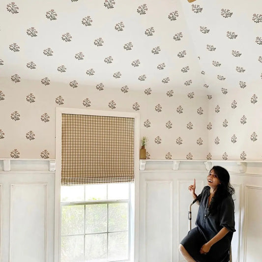 Ryia Wallpaper - Flower Block Print - Loomwell Home Goods