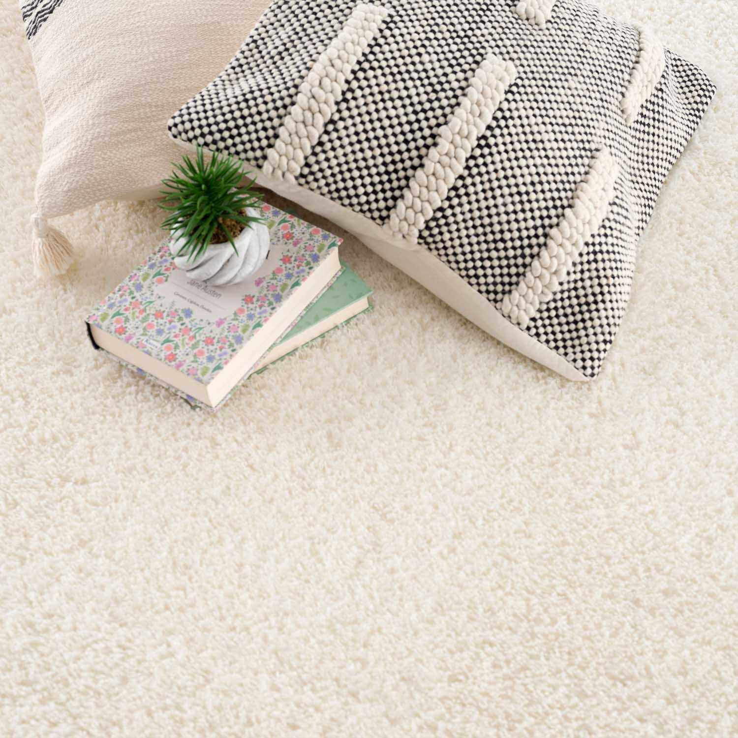 Heavenly Solid Cream Plush Rug - Boutique Rugs