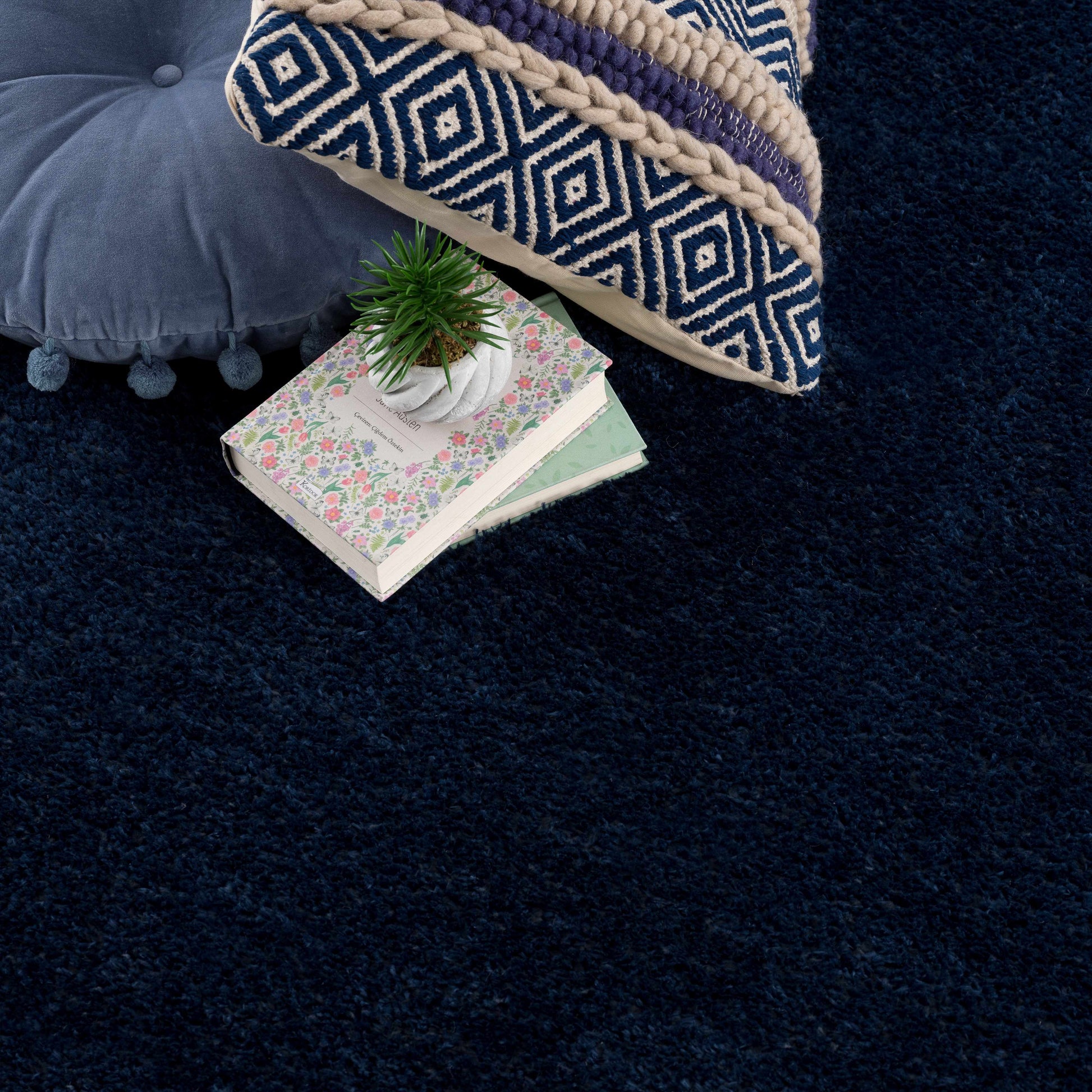 Heavenly Solid Navy Blue Shag Rug - Clearance - Boutique Rugs