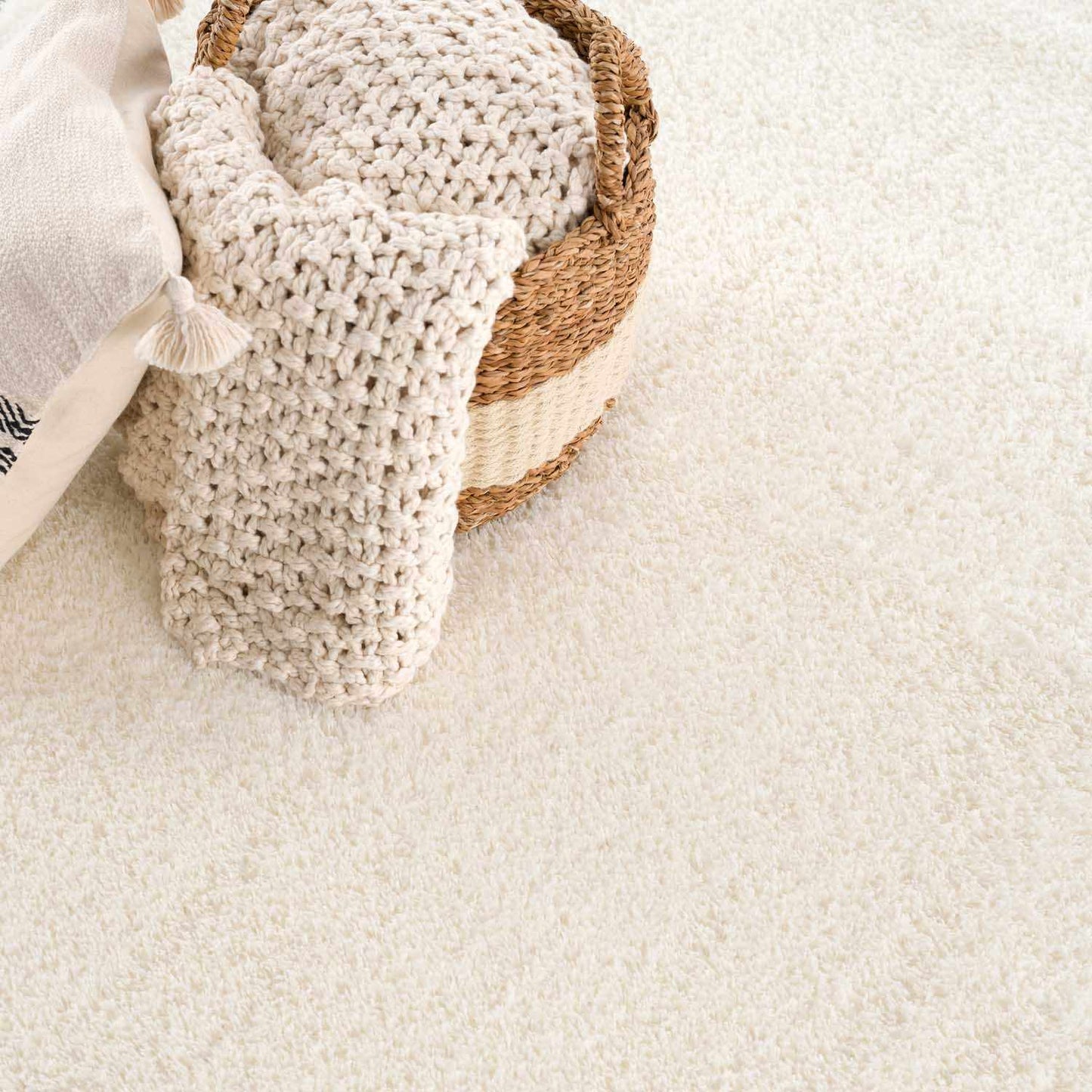 Heavenly Solid Cream Plush Rug - Boutique Rugs