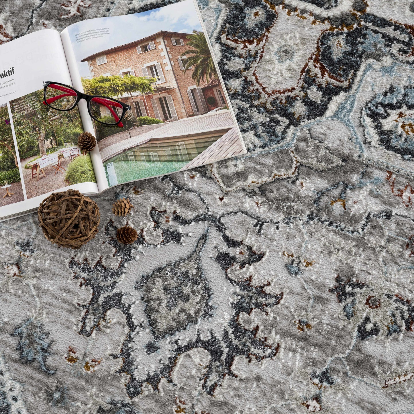 Liverpool Gray & Blue Area Rug - Clearance - Boutique Rugs