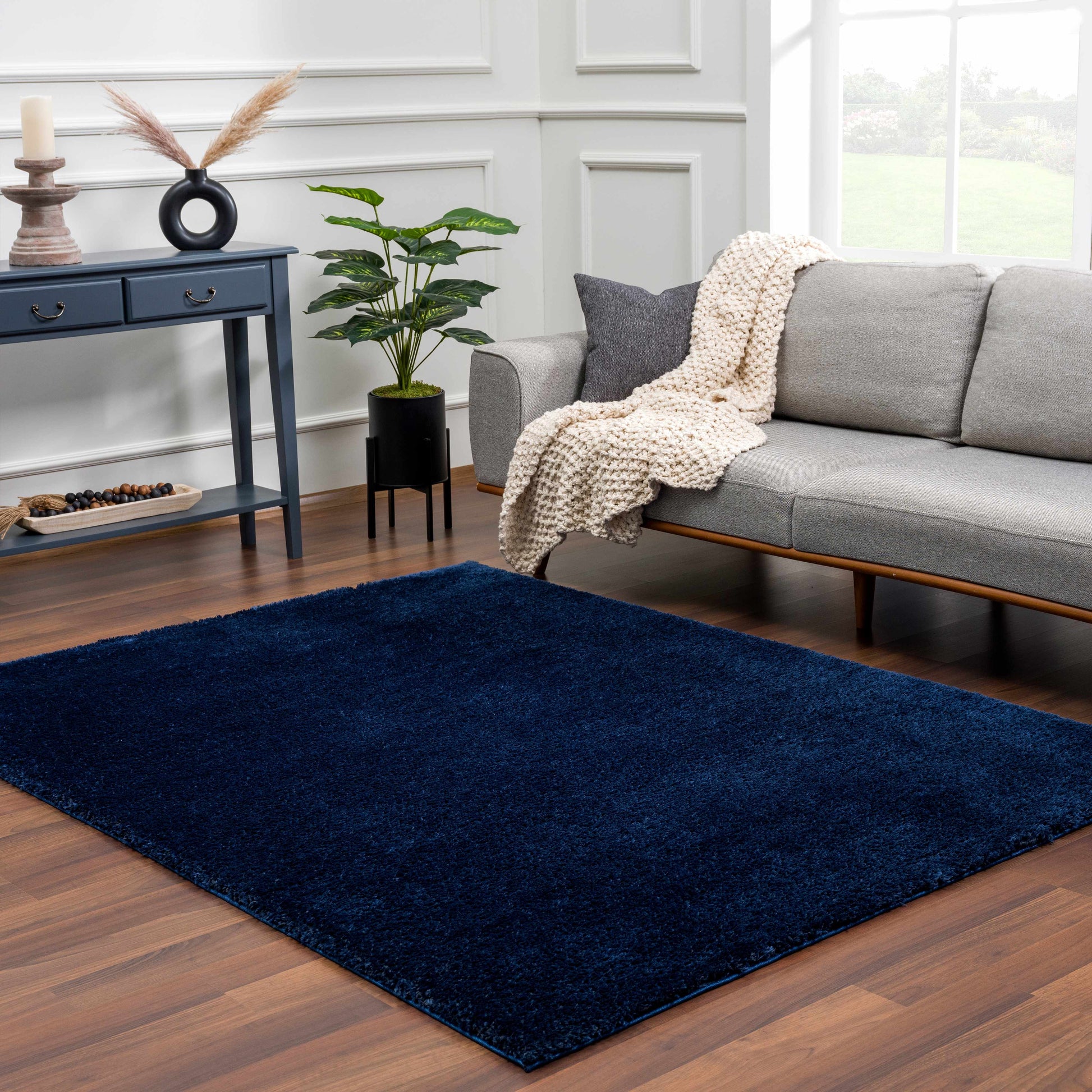 Heavenly Solid Navy Blue Shag Rug - Clearance - Boutique Rugs