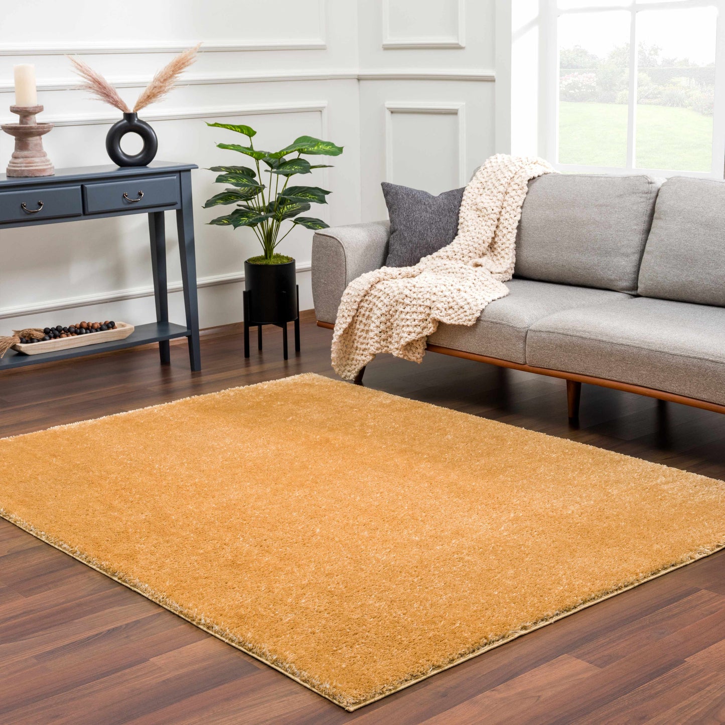 Heavenly Solid Mustard Plush Rug - Clearance - Boutique Rugs