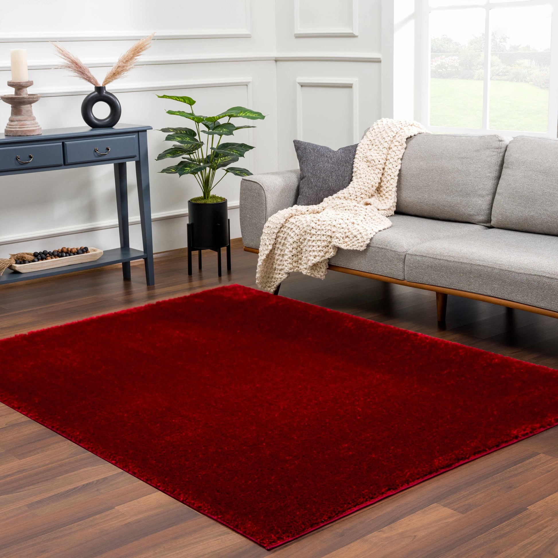 Heavenly Solid Red Plush Rug - Clearance - Boutique Rugs