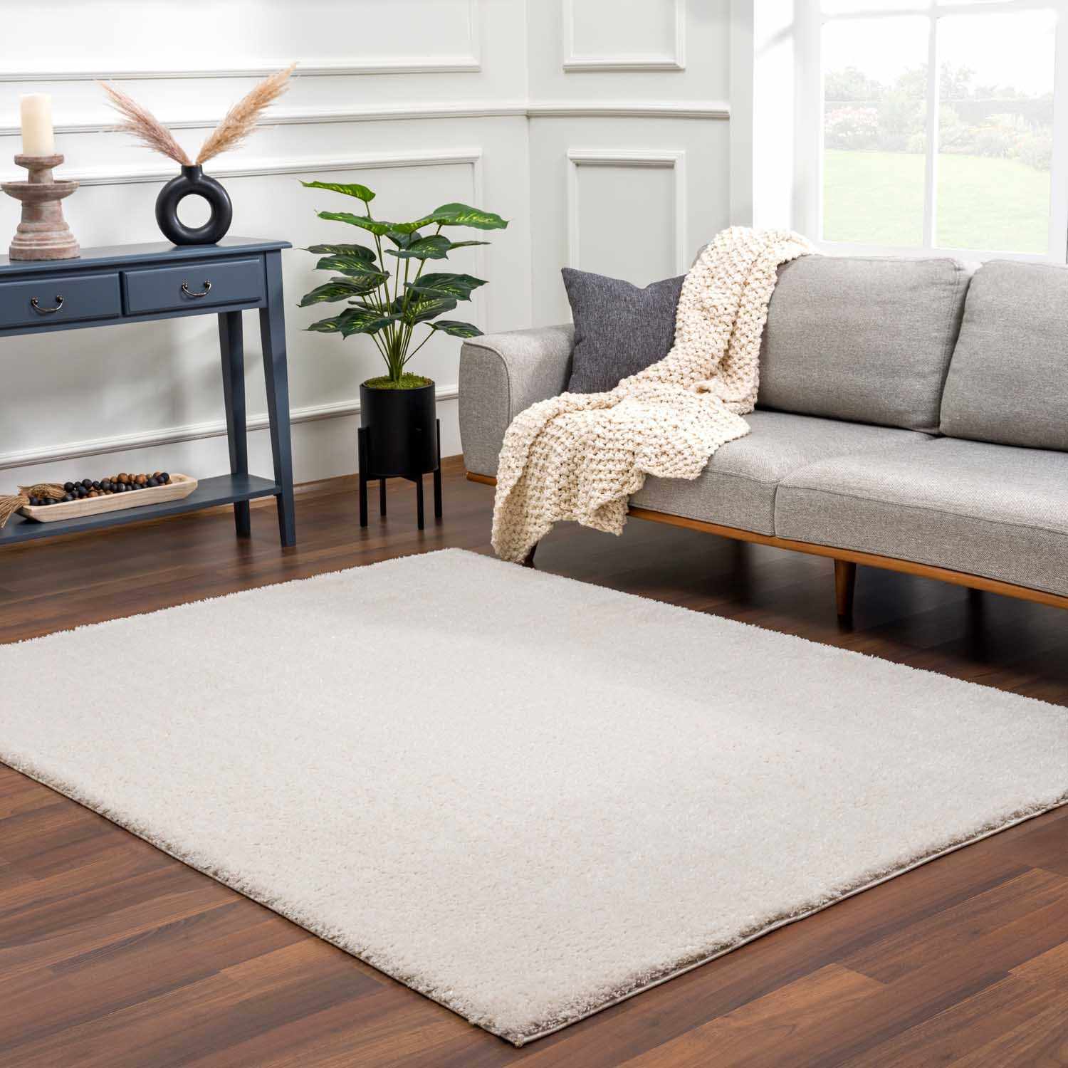 Heavenly Solid Beige Plush Rug - Boutique Rugs