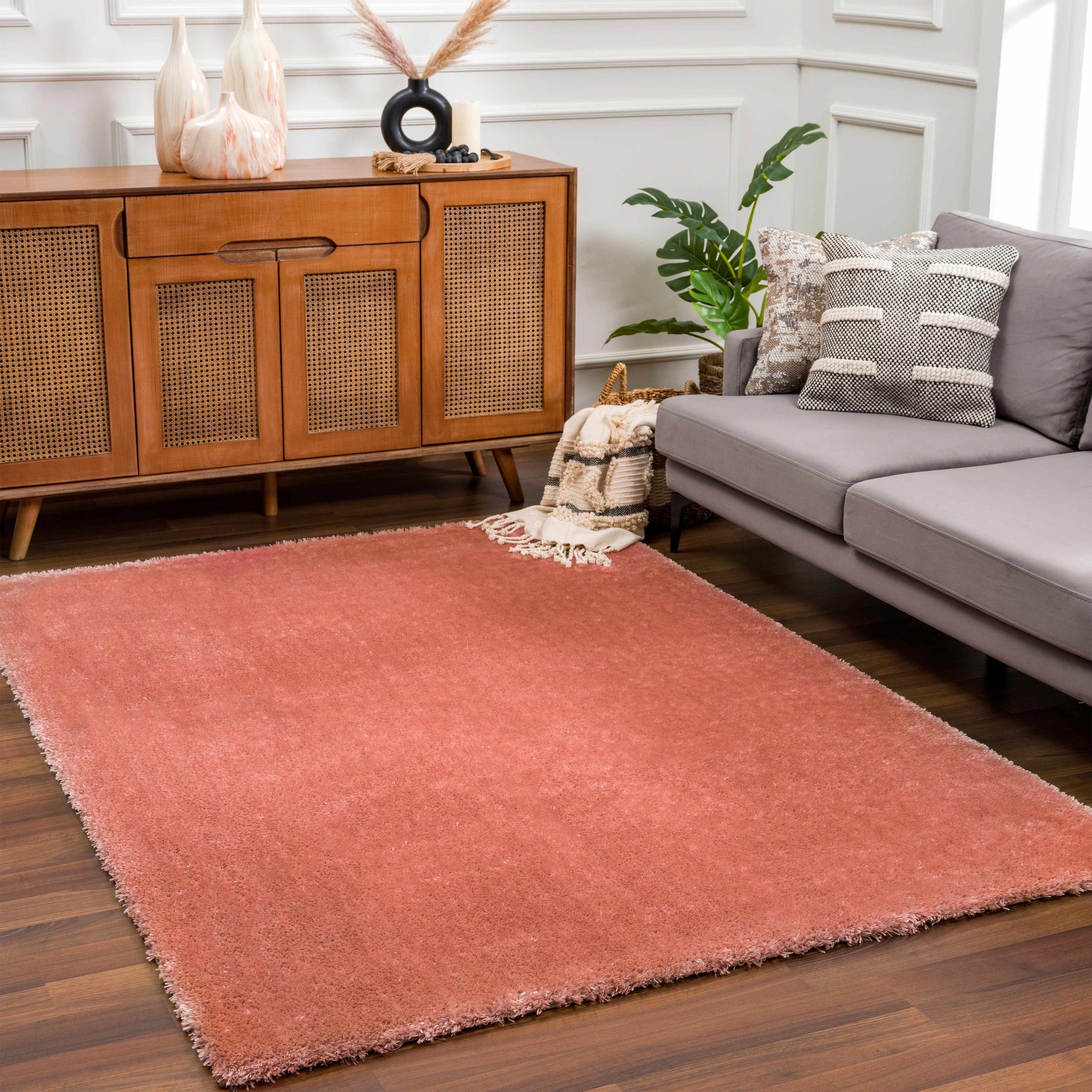 Heavenly Solid Pink Plush Rug - Clearance - Boutique Rugs