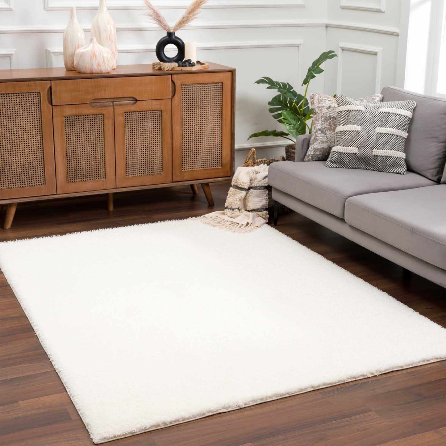 Heavenly Solid Cream Plush Rug - Boutique Rugs