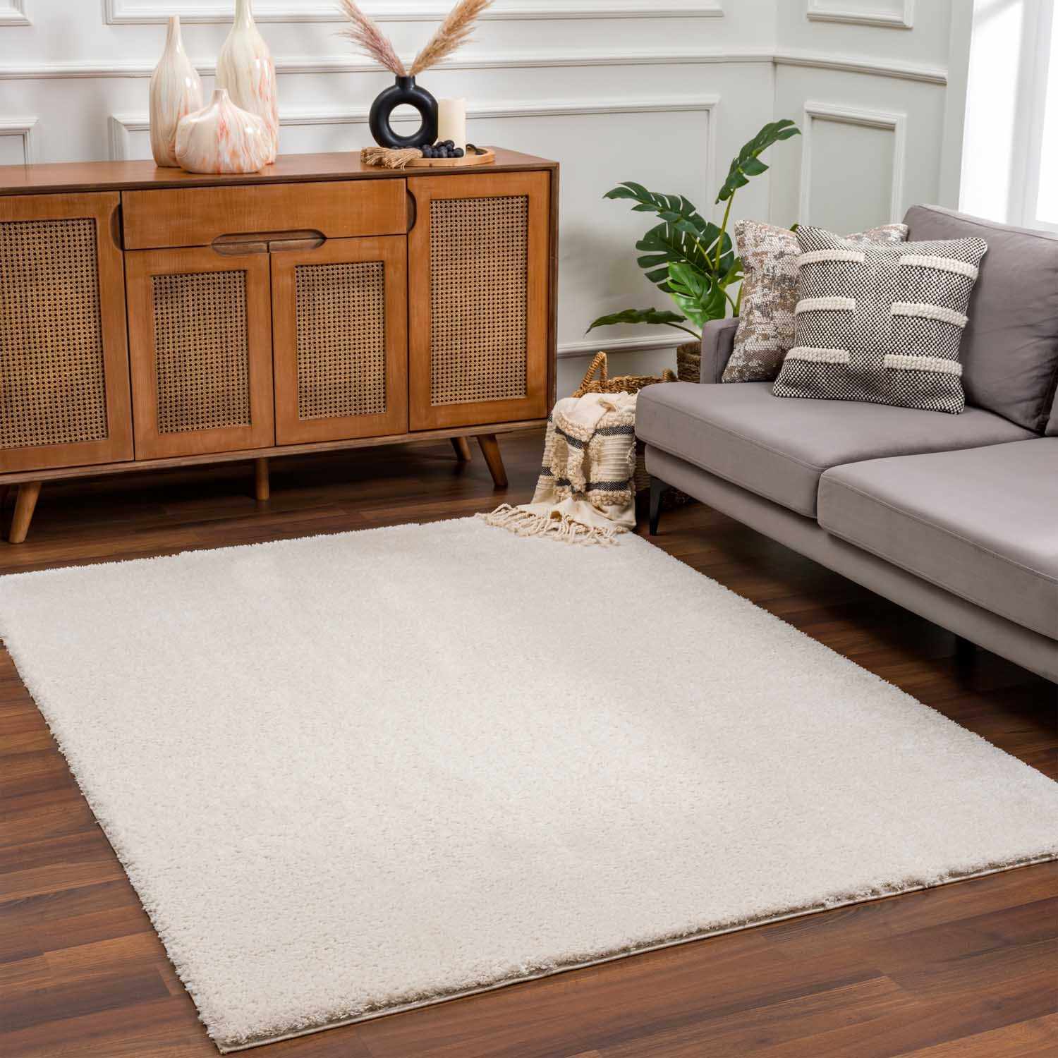Heavenly Solid Beige Plush Rug - Boutique Rugs