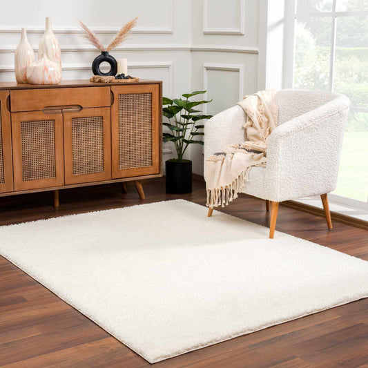 Heavenly Solid Cream Plush Rug - Boutique Rugs