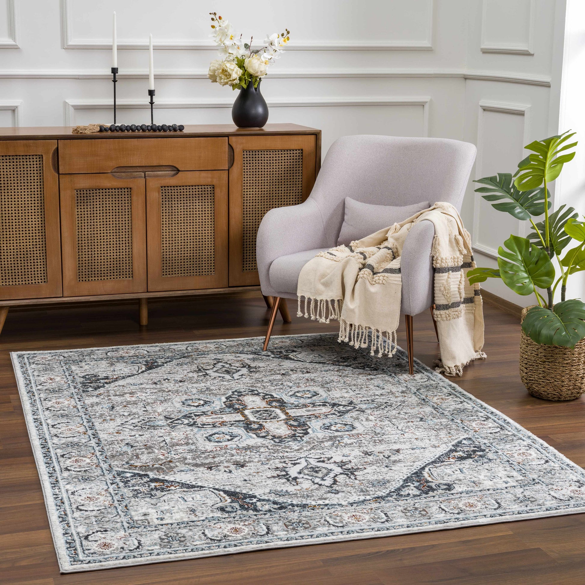 Liverpool Gray & Blue Area Rug - Clearance - Boutique Rugs