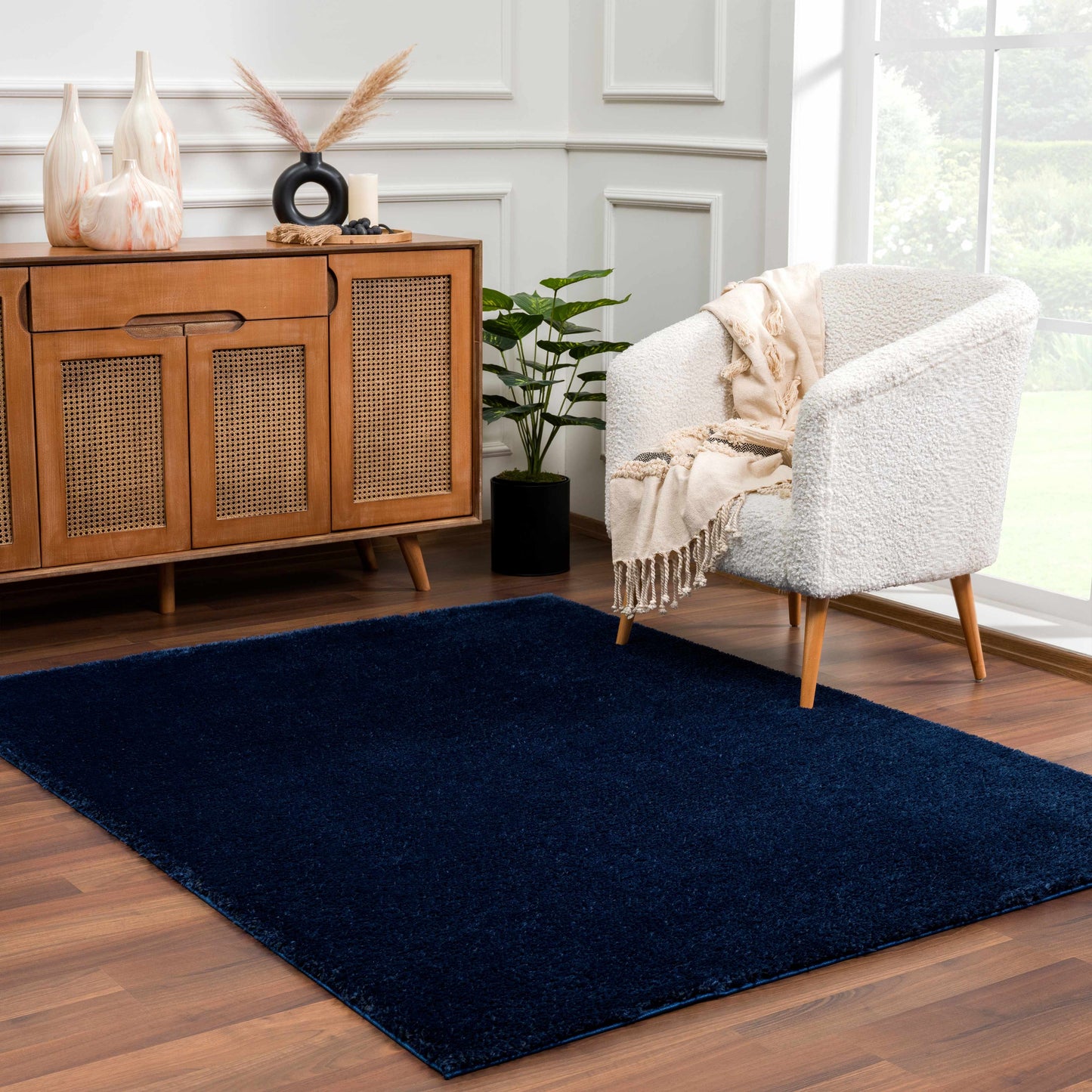 Heavenly Solid Navy Blue Shag Rug - Clearance - Boutique Rugs