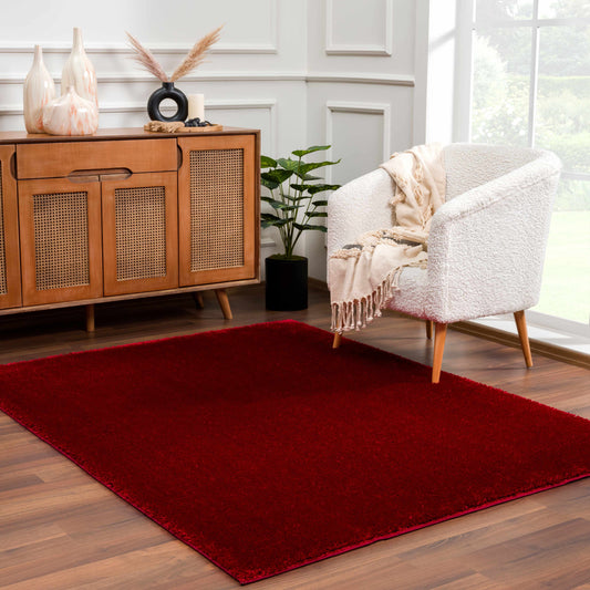 Heavenly Solid Red Plush Rug - Clearance - Boutique Rugs