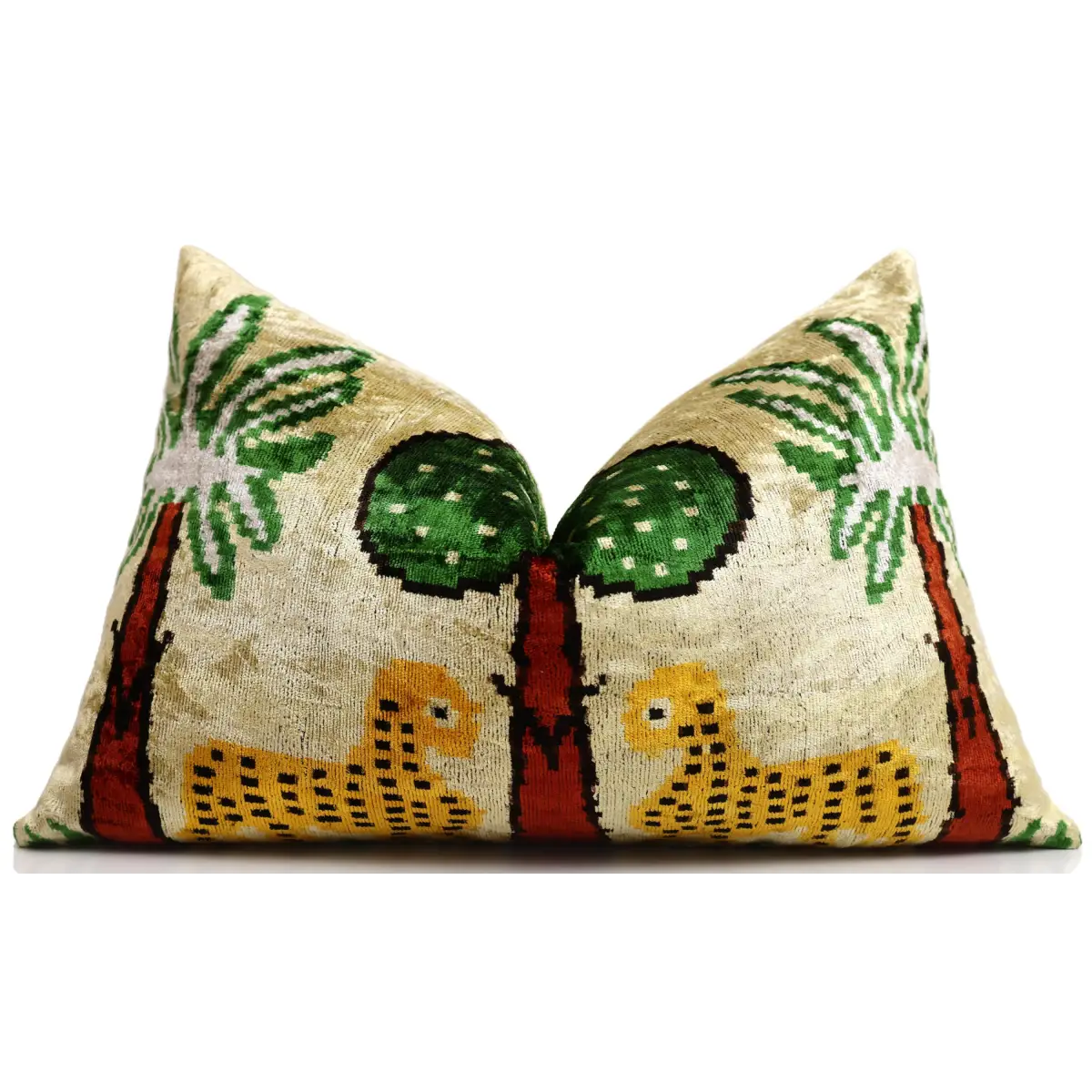 Safari Scene Silk Velvet Pillow 16x24 Handmade Luxury Cushion - Canvello