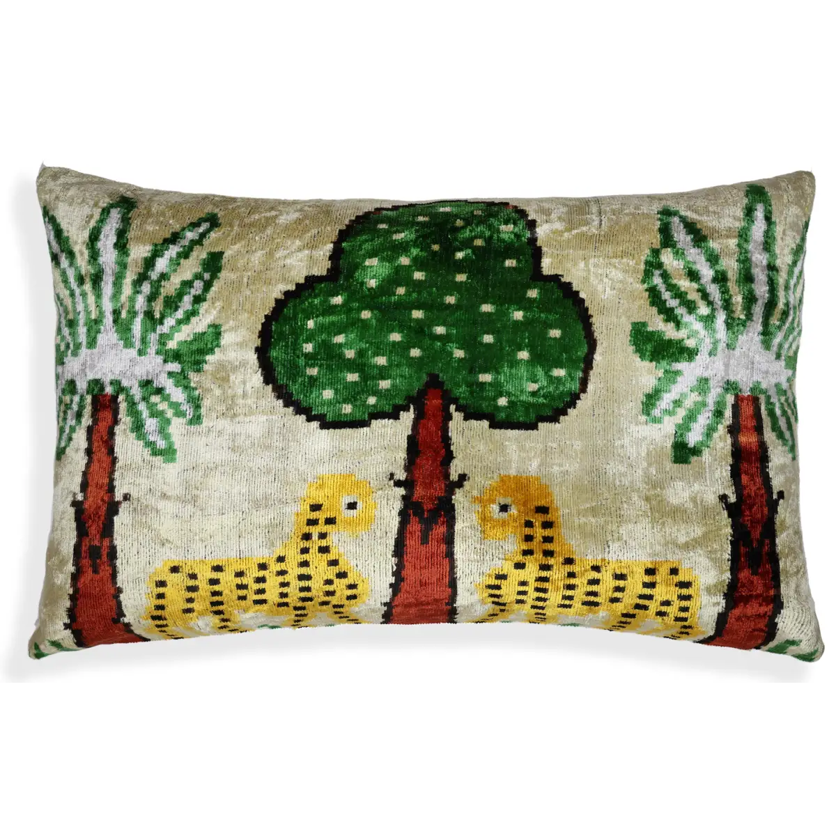 Safari Scene Silk Velvet Pillow 16x24 Handmade Luxury Cushion - Canvello