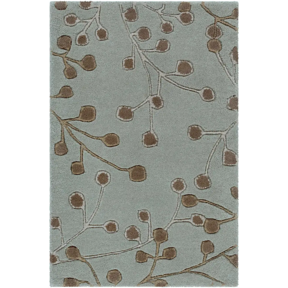 Sage Floral Wool Area Rug - 2’ x 3’ Rectangle - Boutique Rugs