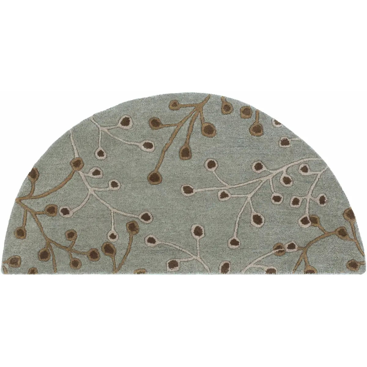 Sage Floral Wool Area Rug - 2’ x 4’ Half-Circle - Boutique Rugs