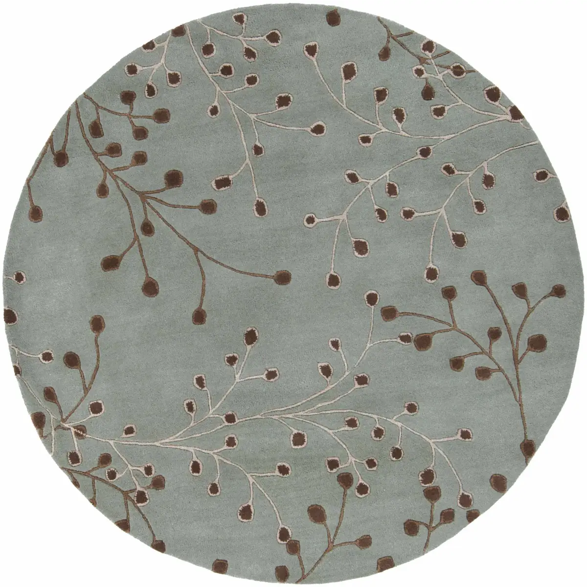 Sage Floral Wool Area Rug - 6’ Round - Boutique Rugs