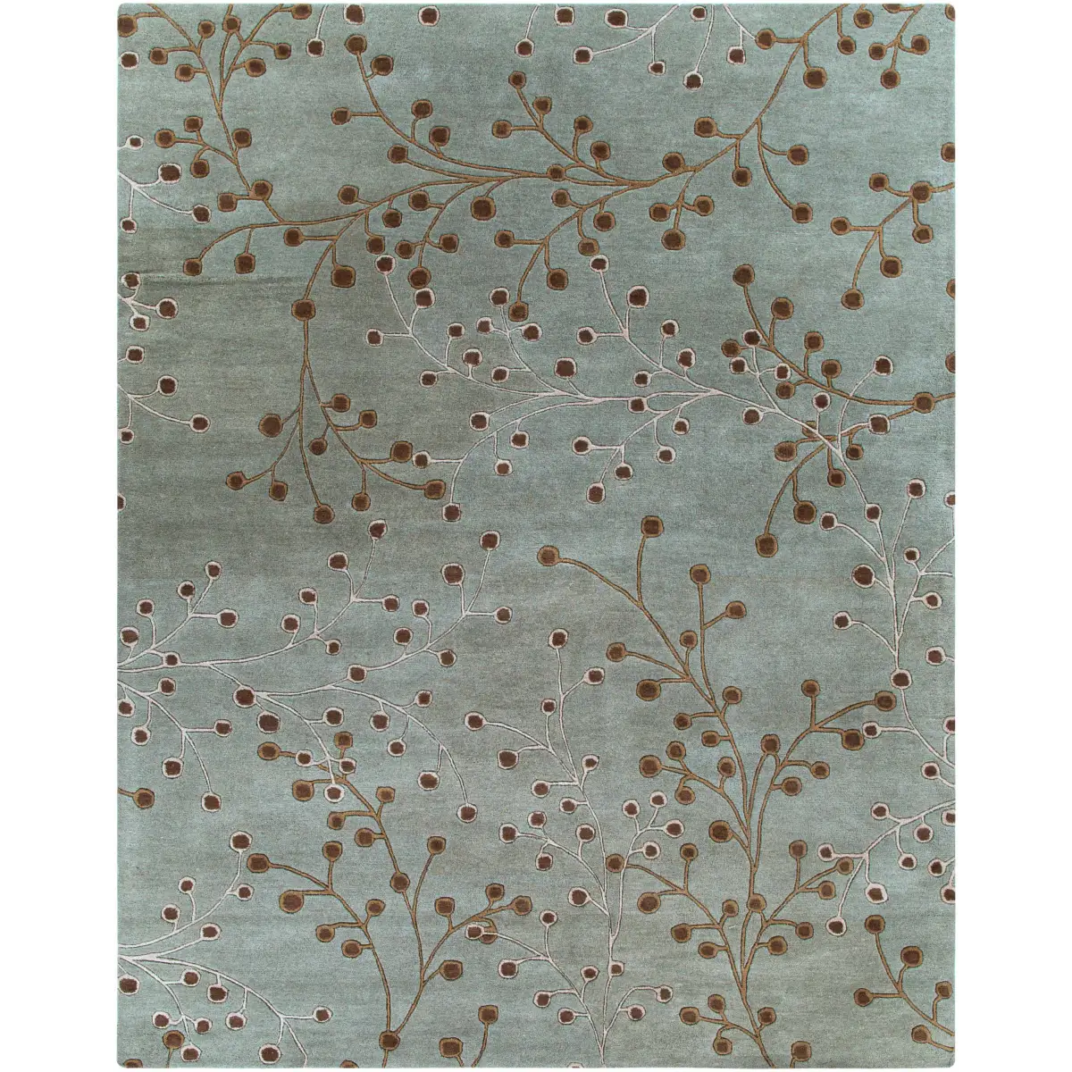 Sage Floral Wool Area Rug - 7’6’’ x 9’6’’ Rectangle - Boutique Rugs