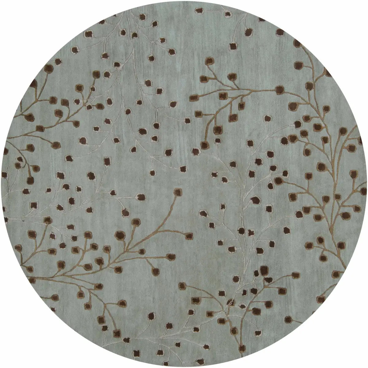 Sage Floral Wool Area Rug - 8’ Round - Boutique Rugs