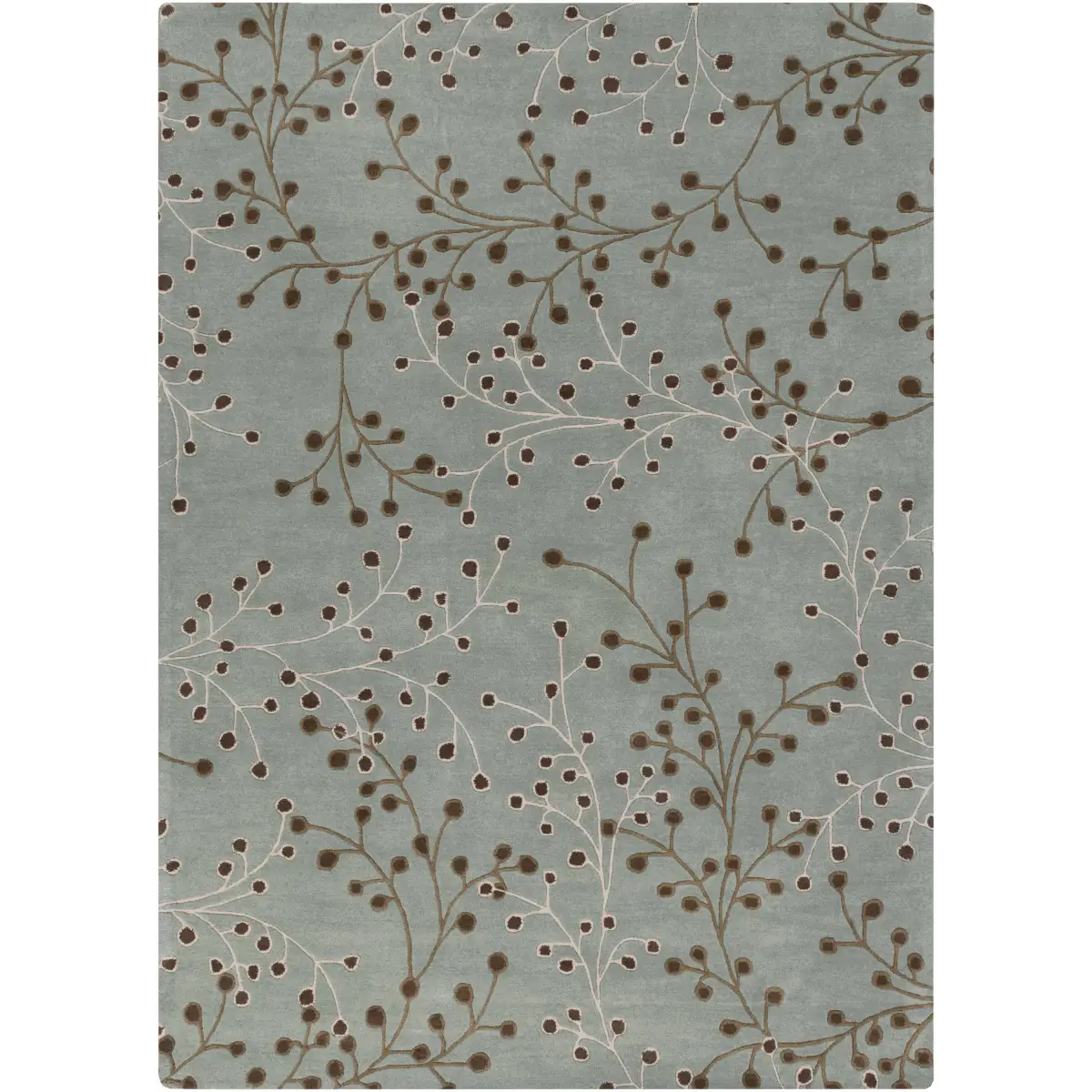 Sage Floral Wool Area Rug - 8’ x 11’ Rectangle - Boutique Rugs
