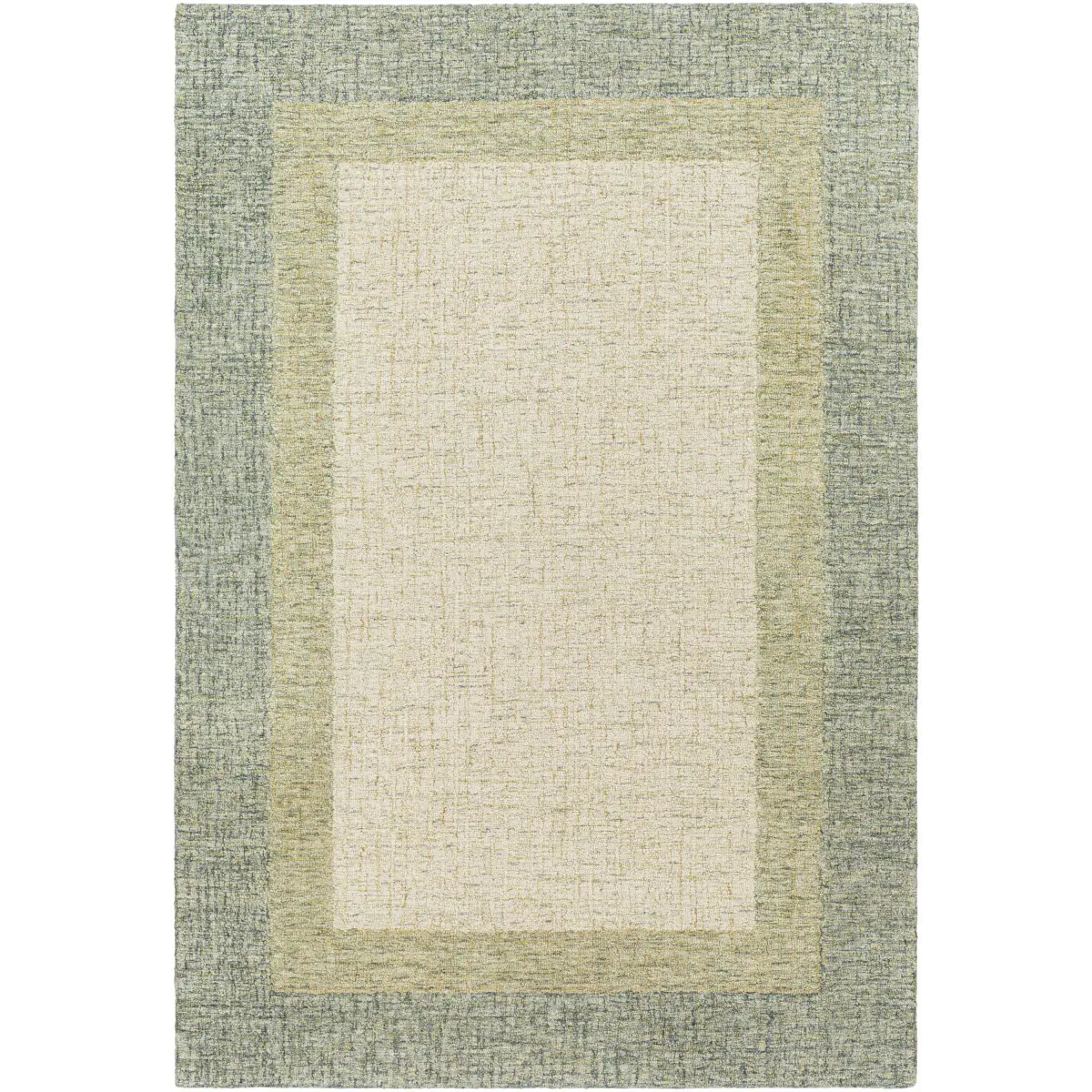 Sage Green Bordered Wool Rug - 5’ x 7’6’’ Rectangle - Boutique Rugs