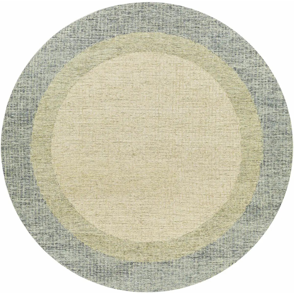 Sage Green Bordered Wool Rug - 8’ x 8’ Round - Boutique Rugs