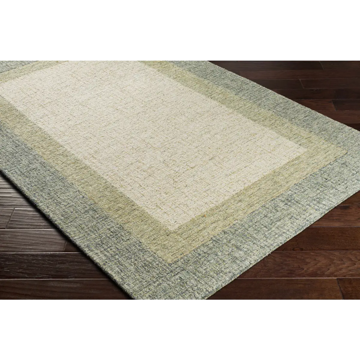 Sage Green Bordered Wool Rug - Boutique Rugs