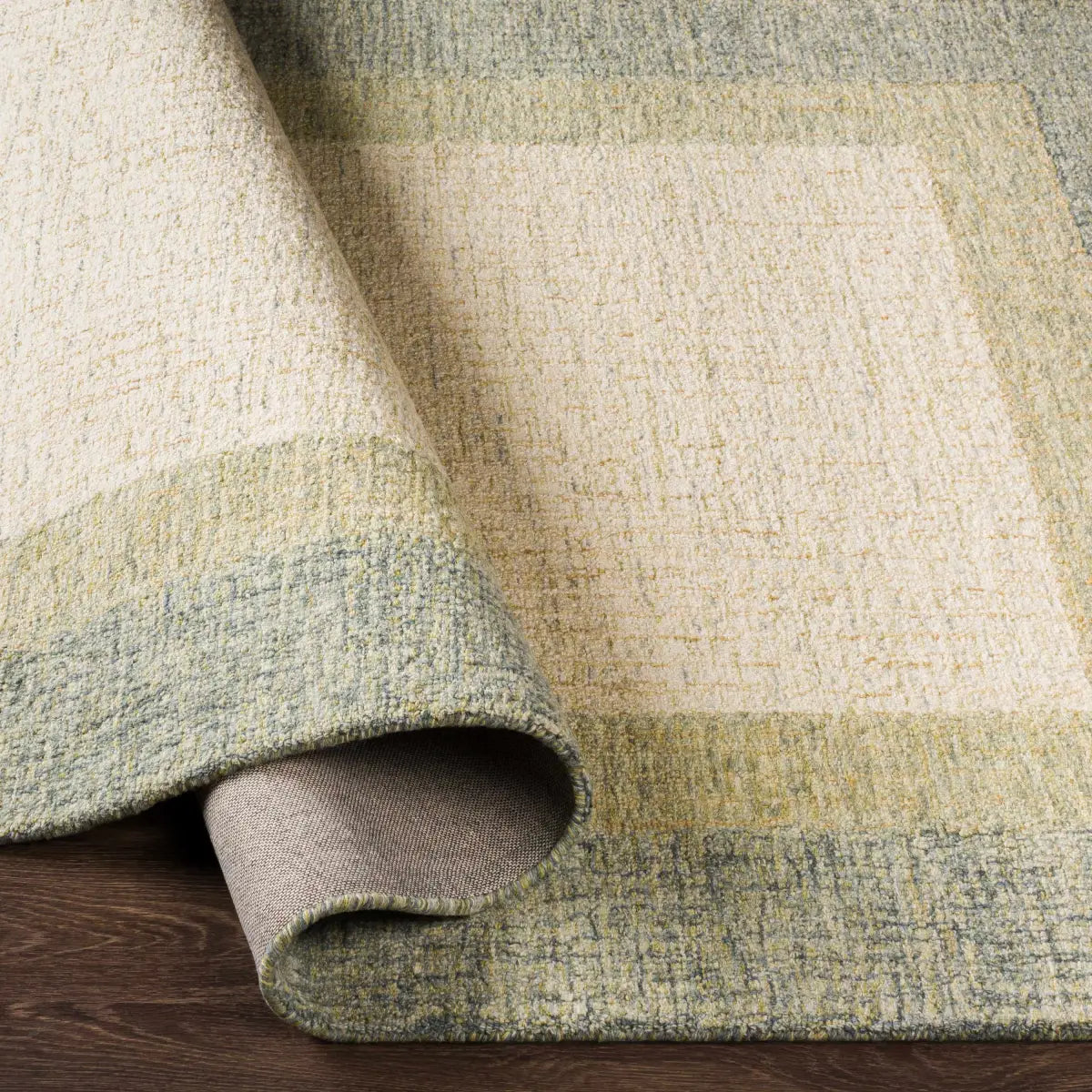 Sage Green Bordered Wool Rug - Boutique Rugs