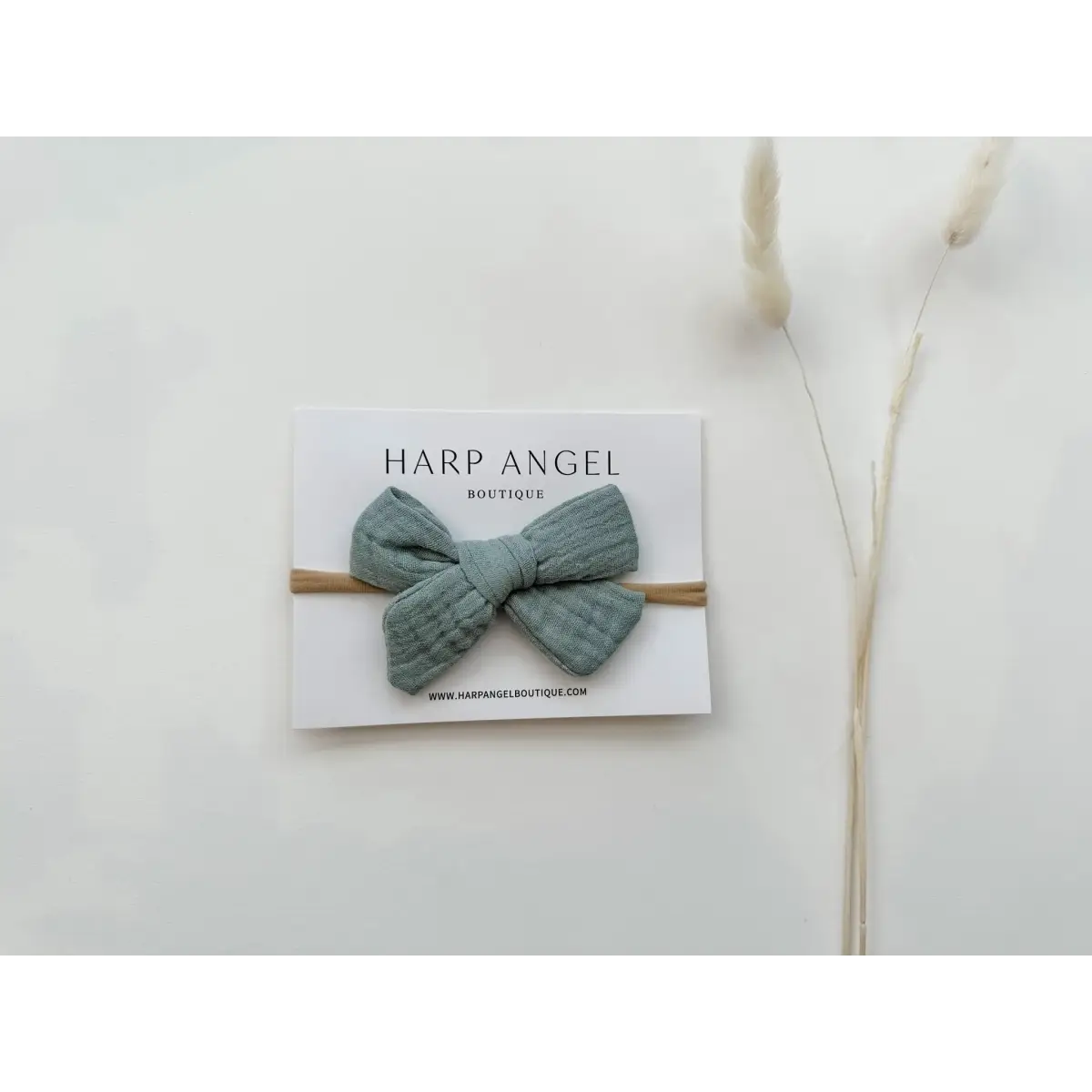 Sage Green Knot Bow Headband - Harp Angel Boutique