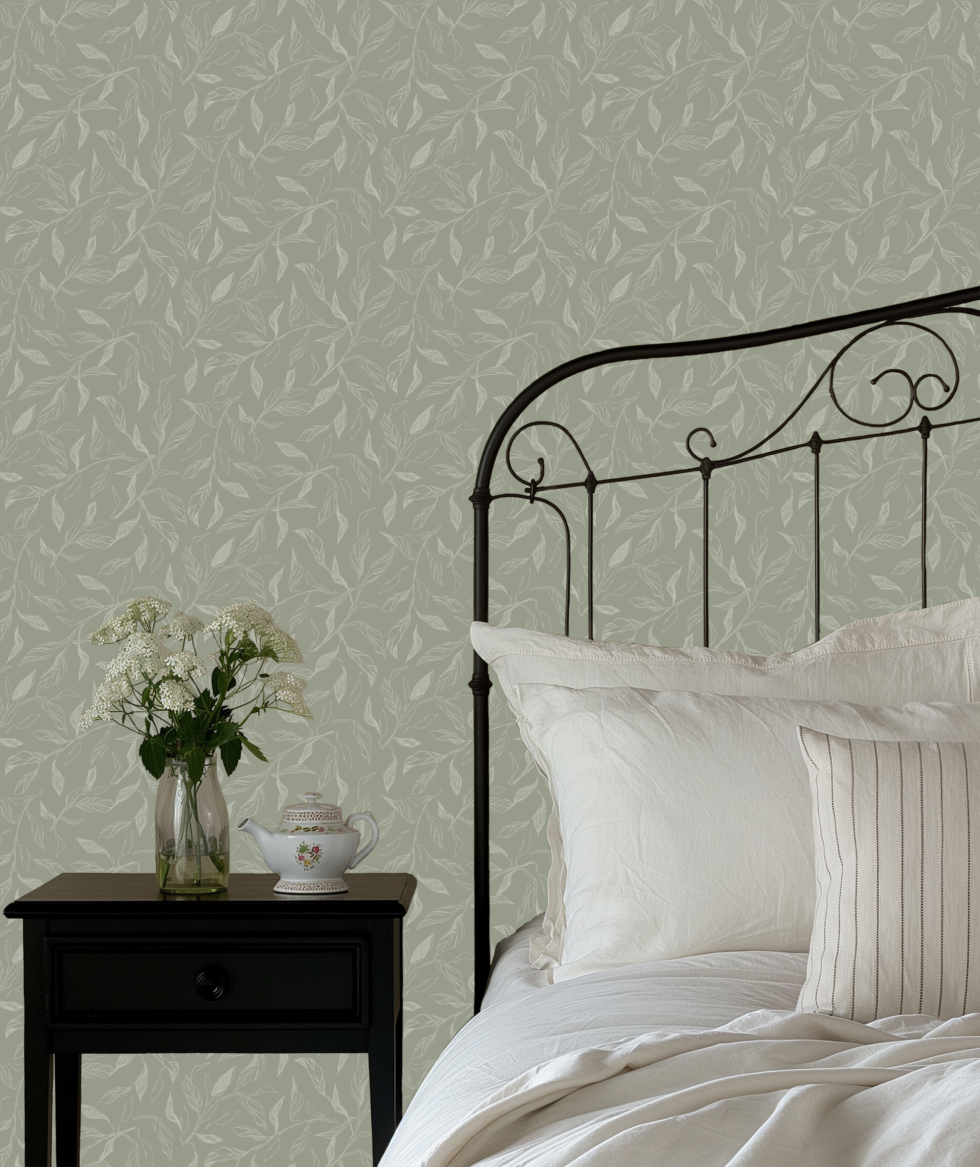 Swift Subtle Leaves Wallpaper by Aubrey Fairchild - Loomwell Home Goods
