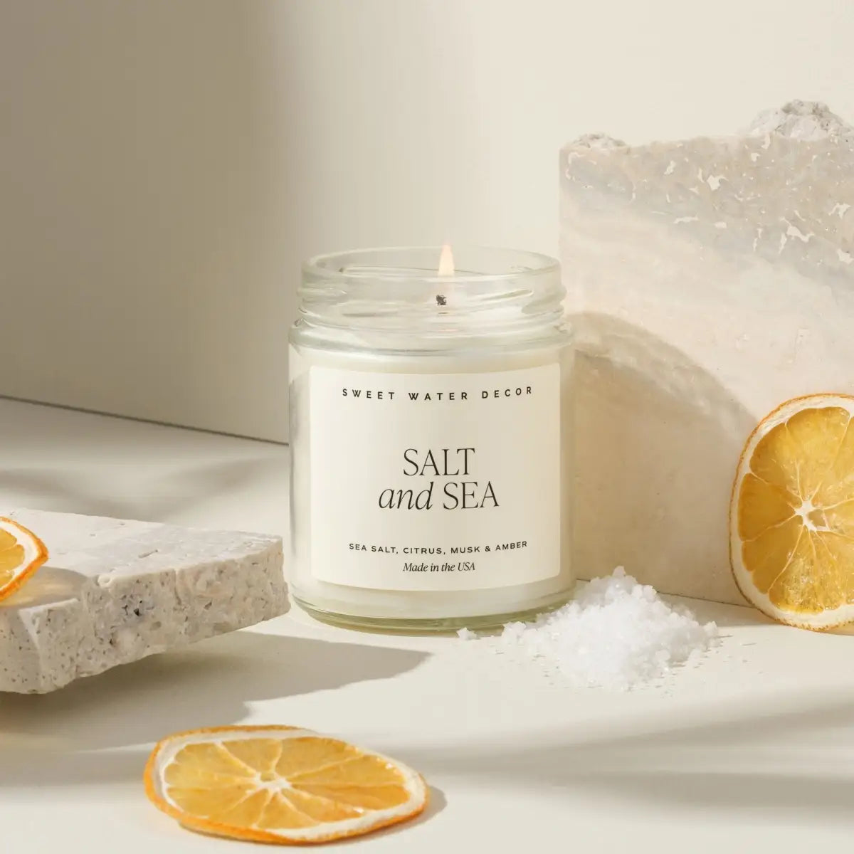 Salt and Sea Soy Candle - Clear Jar - 9 oz - Sweet Water Decor