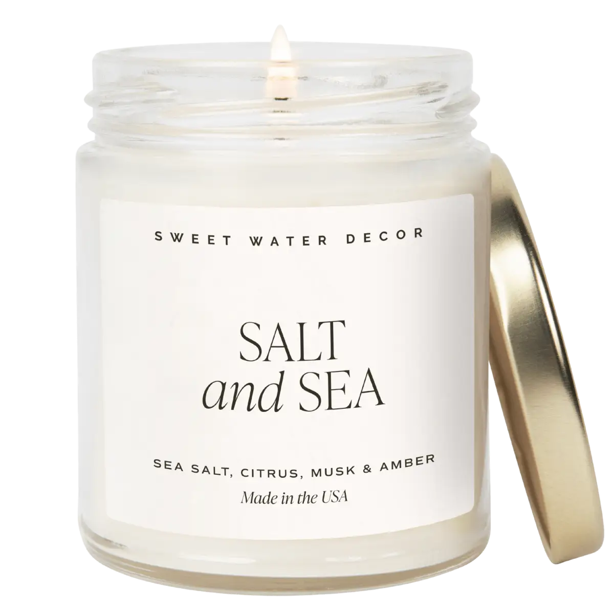 Salt and Sea Soy Candle - Clear Jar - 9 oz - Sweet Water Decor