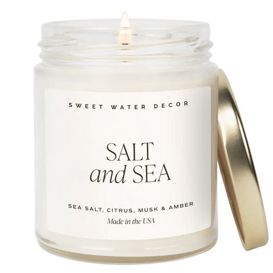 Salt and Sea Soy Candle - Clear Jar - 9 oz - Sweet Water Decor