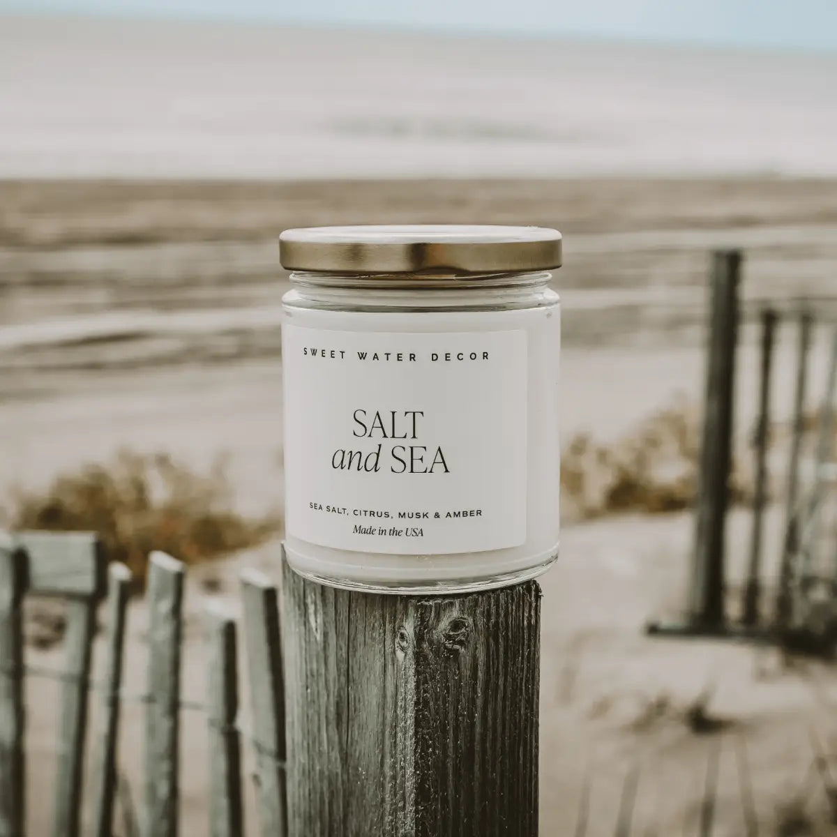Salt and Sea Soy Candle - Clear Jar - 9 oz - Sweet Water Decor