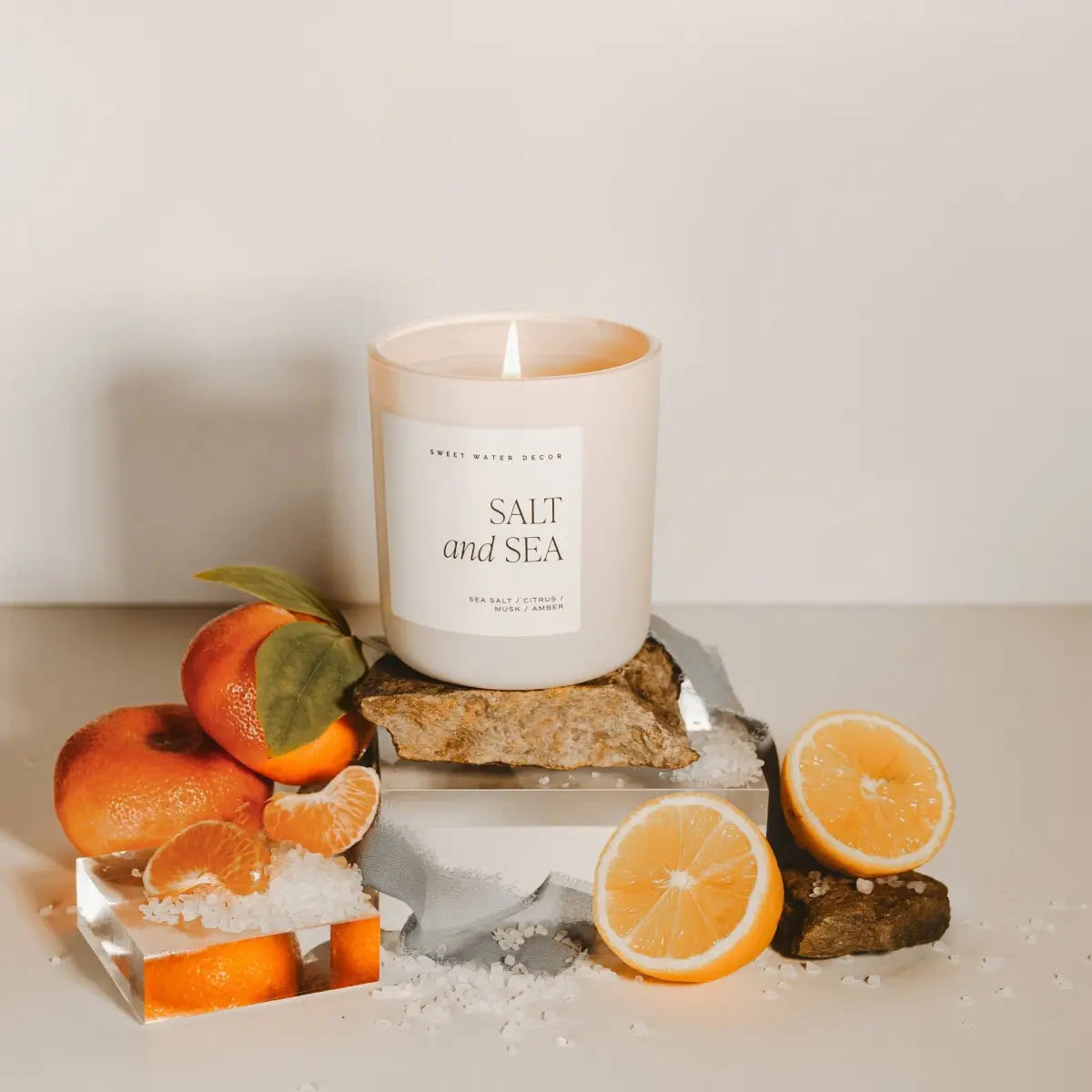 Salt and Sea Soy Candle - Tan Matte Jar - 15 oz - Sweet Water Decor