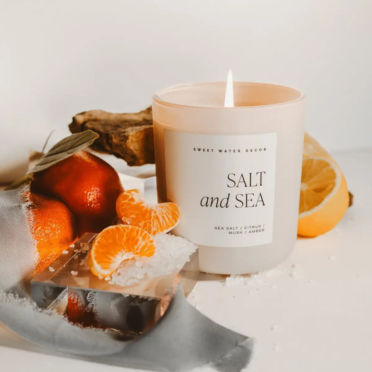 Salt and Sea Soy Candle - Tan Matte Jar - 15 oz - Sweet Water Decor