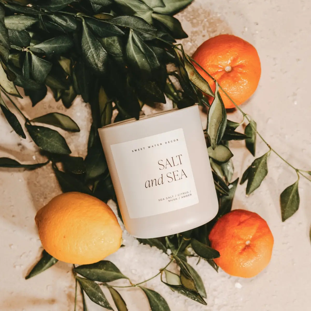 Salt and Sea Soy Candle - Tan Matte Jar - 15 oz - Sweet Water Decor