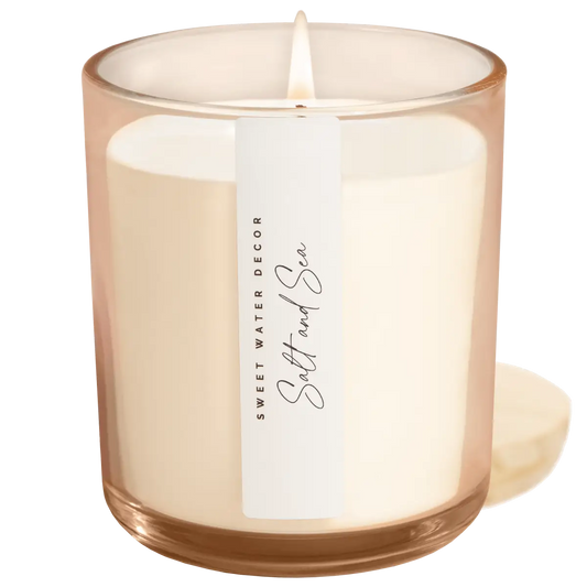 Salt and Sea Soy Candle - Tinted Glass Jar - 12 oz - Sweet Water Decor