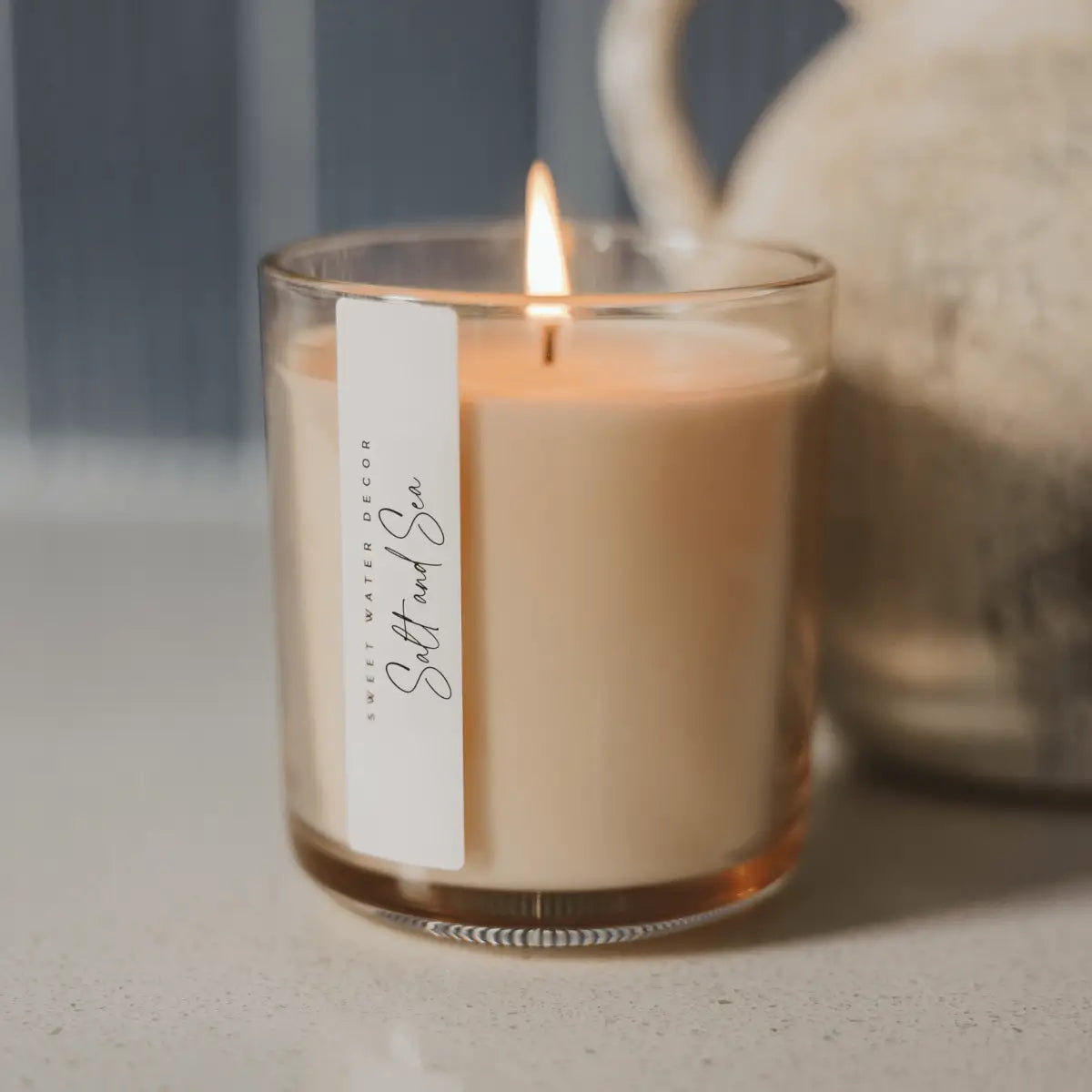 Salt and Sea Soy Candle - Tinted Glass Jar - 12 oz - Sweet Water Decor
