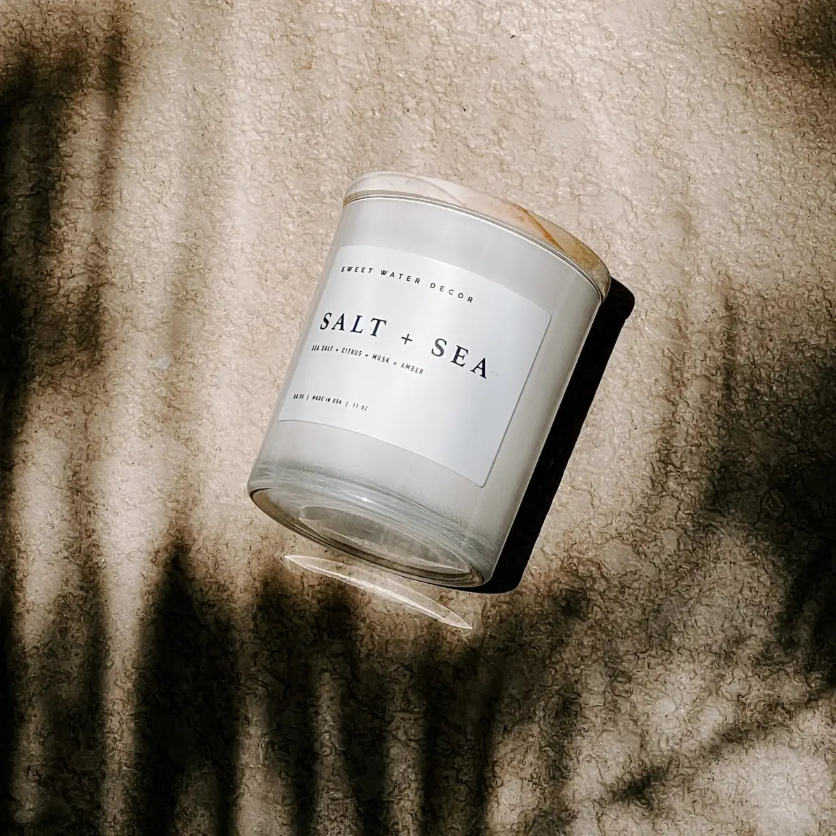 Salt and Sea Soy Candle - White Jar - 11 oz - Sweet Water Decor